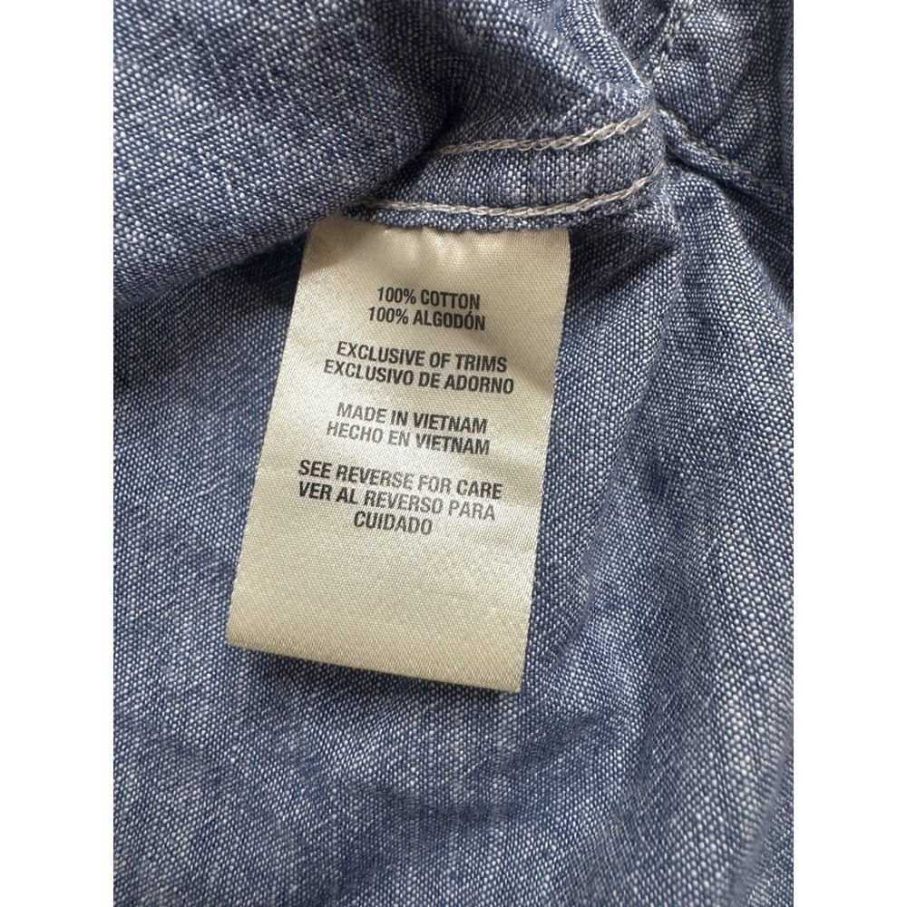 Woolrich Shirt Men's Medium Gray Chambray Contrast Stitch Button Up Cotton - Picture 5 of 8